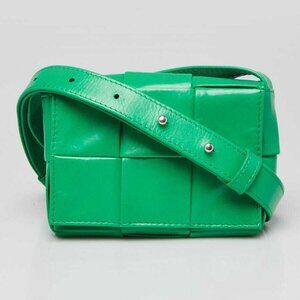 Bottega Veneta Parakeet Green Leather Maxi Weave Candy Cassette Crossbody Bag